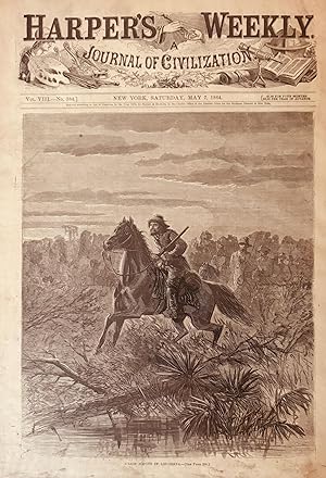 Imagen del vendedor de Union Scouts in Louisiana", Single Harper's Weekly Print hand etched engraving from the May 7, 1864 issue (Volume 8, No 384) a la venta por Antique Mall Books