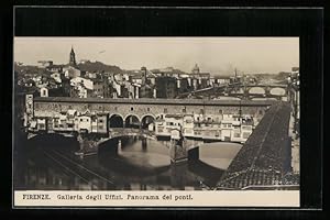 Cartolina Firenze, Galleria degli Uffizi, Panorama dei ponti