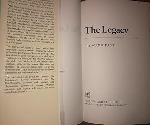 THE LEGACY [1981], First Edition, First Impression With Dustwrapper. VG+/Fine.