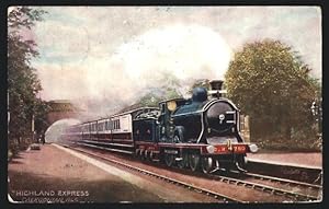 Postcard englische Eisenbahn, Highland Express, Caledonian Railway