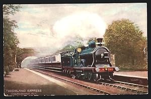 Postcard englische Eisenbahn, Highland Express, Caledonian Railway