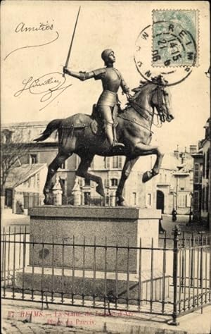 Ansichtskarte / Postkarte Reims Marne, Statue de Jeanne d'Arc