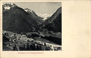 Ansichtskarte / Postkarte Pontresina Kanton Graubünden Schweiz, Gesamtansicht mit Rosegg Gletscher