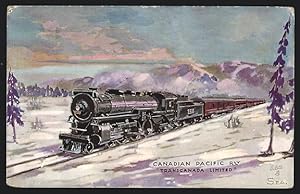 Bild des Verkufers fr Knstler-Ansichtskarte Trans-Canada-Limited, Personenzug mit Dampflokomotive der Canadian Pacific Railways zum Verkauf von Bartko-Reher