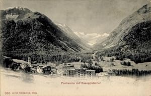 Ansichtskarte / Postkarte Pontresina Kanton Graubünden Schweiz, Totale mit Roseggletscher