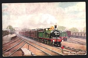 Künstler-Postcard englische Eisenbahn Dover Boat Express der Gesellschaft S.E., CH.Railway, Locom...