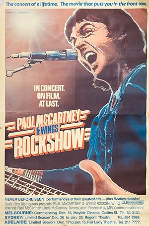 Seller image for In Concert. On Film. At Last. Paul McCartney & Wings Rockshow [a vintage 1980 Australian poster advertising the movie] for sale by Michael Treloar Booksellers ANZAAB/ILAB