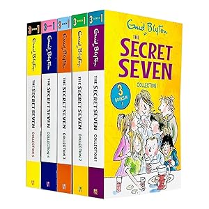 Seller image for Enid Blyton The Secret Seven 15 Story Collection in 5 Books Set (The Secret Seven, Adventure, Well Done, on the Trail, Go Ahead, Good Work, Win Through, Three Cheers, Mystery & More) for sale by usa4books