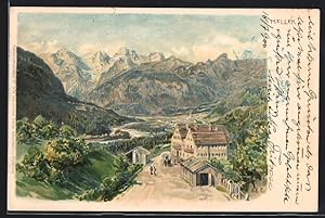 Künstler-Ansichtskarte Edward Theodore Compton: Mellek, Ortspartie mit Bergen