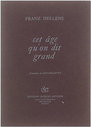 Seller image for Cet ge qu'on dit grand. Frontispce de Ianchelevici. for sale by Untje.com
