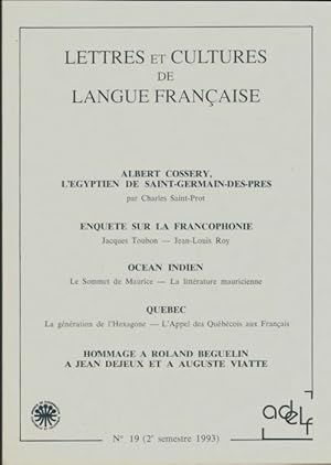 Lettres et culture de langue fran aise n 19 - Collectif