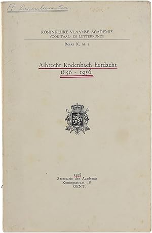 Bild des Verkufers fr Albrecht Rodenbach herdacht 1856-1956. Mededelingen over zum Verkauf von Untje.com