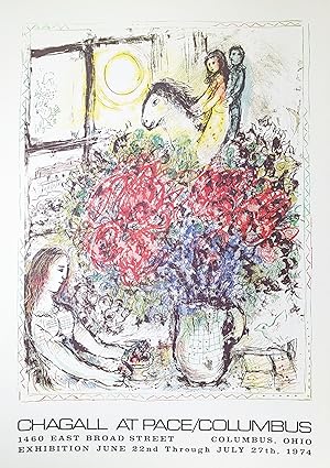 Marc Chagall, Ausstellungsplakat "at Pace" Collumbus, Offsetdruck, 1974