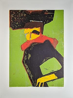 Seller image for Peter Zaumseil, Lady in Black, Holzschnitt, handsigniert, nummeriert for sale by Fahning Art Gallery