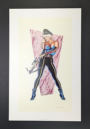 Bild des Verkufers fr Dave Stevens, Frau mit Armbrust, Offsetdruck, handsigniert, nummeriert, datiert, 1993 zum Verkauf von Fahning Art Gallery