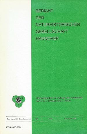 Bild des Verkufers fr Bericht der Naturhistorischen Gesellschaft Hannover / NGH, Band Nr. 134, S. 1-205, 1992 zum Verkauf von Bcherhandel-im-Netz/Versandantiquariat