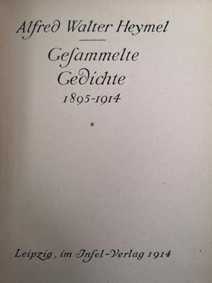 Bild des Verkufers fr Gesammelte Gedichte 1895-1914. zum Verkauf von ANTIQUARIAT Franke BRUDDENBOOKS
