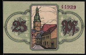 Notgeld Wunsiedel 1918, 25 Pfennig, Strassenpartie mit Kirche