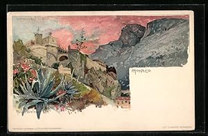 Künstler-Ansichtskarte Manuel Wielandt: Monaco, Die Burg von unten