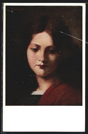 Künstler-Ansichtskarte M. Munk Nr. 707: Junge Dame mit langen Haaren