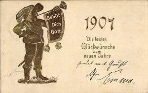 Präge Ansichtskarte / Postkarte Glückwunsch Neujahr, Jahreszahl 1907, Trompeter von Säckingen