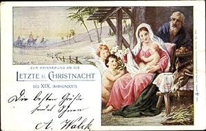 Künstler Ansichtskarte / Postkarte Plockhorst, Frohe Weihnachten, Krippenszene, letzte Christnach...