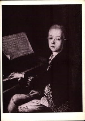 Bild des Verkufers fr Knstler Ansichtskarte / Postkarte Helbling, Wolfgang Amadeus Mozart, Komponist in Kinderjahren am Flgel zum Verkauf von akpool GmbH