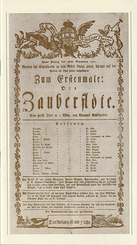 Bild des Verkufers fr Programmheft Wolfgang Amadeus Mozart DIE ZAUBERFLTE zum Verkauf von Programmhefte24 Schauspiel und Musiktheater der letzten 150 Jahre