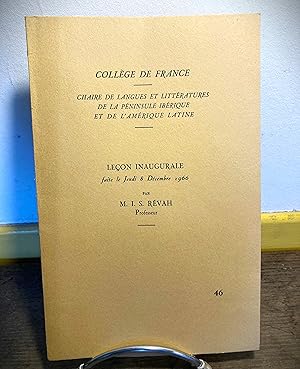 Collège de France. Leçon inaugurale faite le Jeudi 8 Décembre 1966.