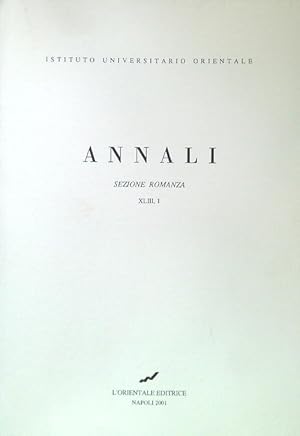 Seller image for A.I.O.N., Annali. Sezione Romanza - XLIII, 1 for sale by Librodifaccia