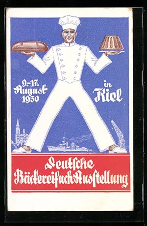 Künstler-Ansichtskarte Kiel, Deutsche Bäckereifach-Ausstellung 1930