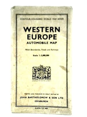 Bild des Verkufers fr Western Europe Automobile Map, With Boundaries, Roads and Railways [Contour-Coloured World Map Series] zum Verkauf von World of Rare Books