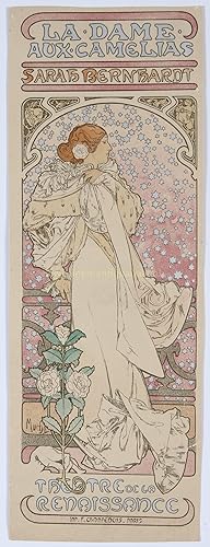 Image du vendeur pour La Dame aux Camlias" lithograph in colours designed by Alphonse Mucha (1860-1936), here in an edition of 1896-1898 from "Les Matres de l'Affiche" printed by Imprimerie Chaix mis en vente par Inter-Antiquariaat Mefferdt & De Jonge