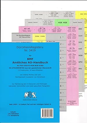 Bild des Verkufers fr DrckheimRegister Nr. 3419 fr BMF Amtliches AO-Handbuch mit Stichworten aus der gesetzlichen berschrift zum Verkauf von moluna
