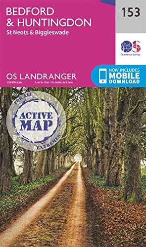 Seller image for Bedford & Huntingdon Map | Weatherproof | St Neots & Biggleswade | Ordnance Survey | OS Landranger Active Map 153 | England | Walks | Cycling | Days Out | Maps | Adventure for sale by WeBuyBooks