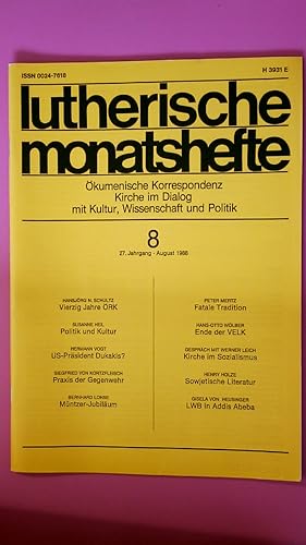 Seller image for LUTHERISCHE MONATSHEFTE. kumenische Korrespondenz ; Kirche im Dialog mit Kultur, Wissenschaft und Politik for sale by Butterfly Books GmbH & Co. KG