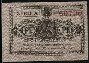 Notgeld Schwerin, 1922, 25 Pfennig, Unterschrift vom Staatsministerium