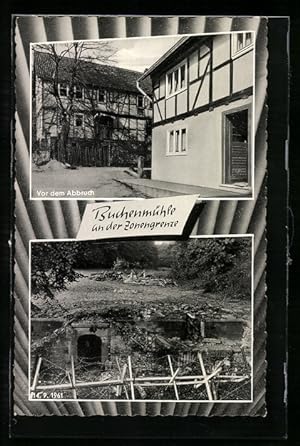 Ansichtskarte Buchenmühle / Soisdorf, Zonengrenze mit Stacheldrahtverhau, Gebäudeansicht