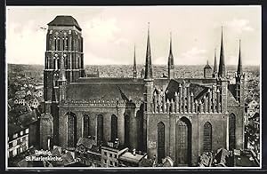 Bild des Verkufers fr Ansichtskarte Danzig / Gdansk, St. Marienkirche aus der Vogelschau zum Verkauf von Bartko-Reher