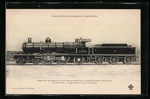 Postcard Locomotives étrangères Angleterre, Machine Compound pour trains rapides du Great Western...