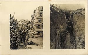 Foto Ansichtskarte / Postkarte Deutsche Soldaten in Uniformen, Schützengraben, I WK