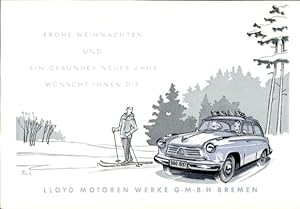 Ansichtskarte / Postkarte Glückwunsch Weihnachten, Reklame, Lloyd Motoren Werke GmbH Bremen, Auto