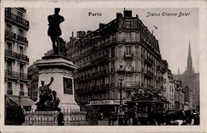 Ansichtskarte / Postkarte Paris V, Place Maubert, Statue von Étienne Dolet