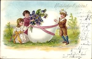 Litho Glückwunsch Ostern, Osterei, Kinder