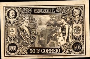 Ansichtskarte / Postkarte Brasilien, 50 Reais Correio, Don Carlos de Portugal, Alfonso Penna