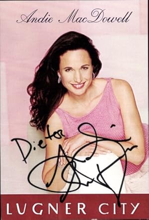 Foto Schauspielerin Andie MacDowell, Portrait, Autogramm