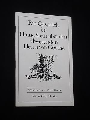 Imagen del vendedor de Programmheft 2 Maxim Gorki Theater 1976/77. EIN GESPRCH IM HAUSE STEIN BER DEN ABWESENDEN HERRN VON GOETHE von Peter Hacks. Regie: Wolfram Krempel, Ausstattung: Ralf Winkler/ Christian Ladwig, Musik: Gnter Hauk. Mit Karin Gregorek a la venta por Fast alles Theater! Antiquariat fr die darstellenden Knste