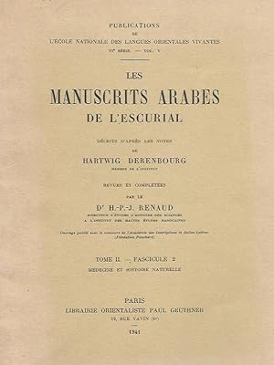 Seller image for Les manuscrits arabes de l'Escurial Dcrits d'aprs les notes de Hartwig Derenbourg for sale by CollectionOrientales