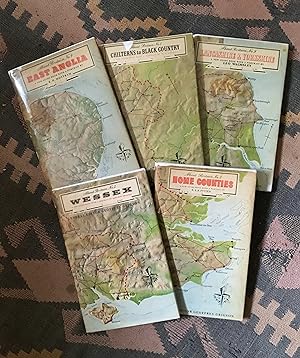 Seller image for ABOUT BRITAIN Nos. 2,3,4,5 & 9 - WESSEX, HOME COUNTIES, EAST ANGLIA, CHILTERNS to BLACK COUNTRY, LANCASHIRE & YORKSHIRE (First editions in dustwrappers - all illustrated) for sale by Orlando Booksellers