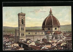 Cartolina Firenze, La Cattedrale presa da Orsanmichele